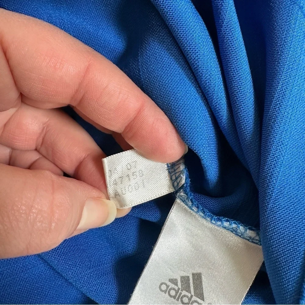 Adidas Mens Performance Polo Shirt Blue Stripe Polo XL Golf Spring Athletic